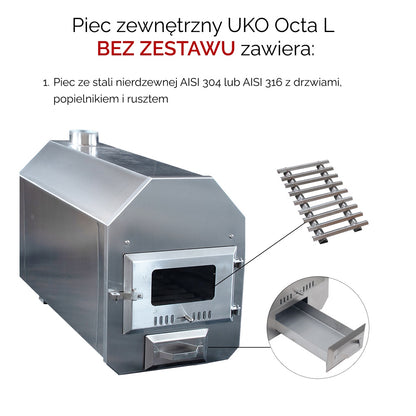 Piec do balii ogrodowej UKO Octa L | Długość 852 mm